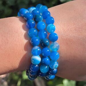 8mm stretchable‎ blue Botswana agate bracelet